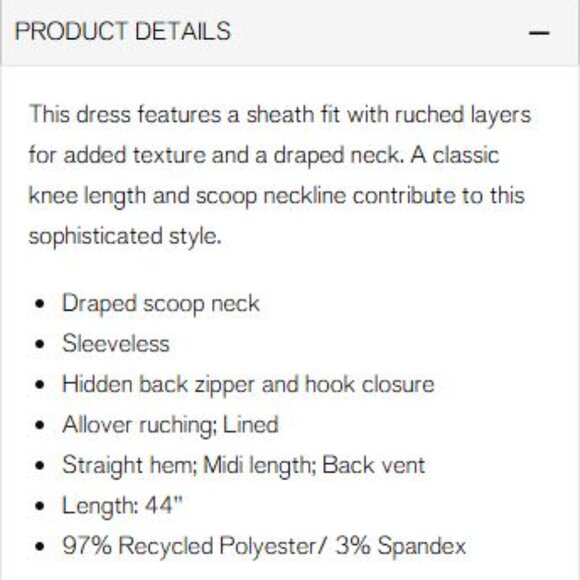 NWT Draped Neck Ruched Midi Sheath Dress - size 0 - Picture 3 of 4